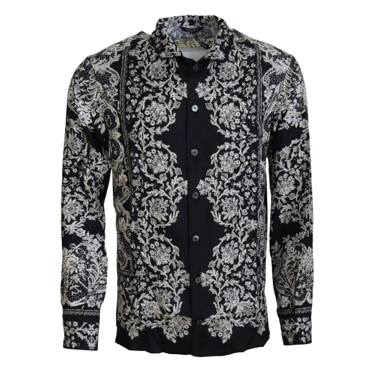 Gabbana Blue Silk Floral Baroque Shirt Stunning Designer Fashion Dolce &