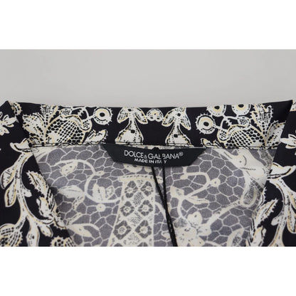 Gabbana Blue Silk Floral Baroque Shirt Stunning Designer Fashion Dolce &