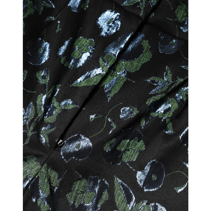 Gabbana BlueGreen Floral Metallic Trousers with Shimmering Accents Dolce &