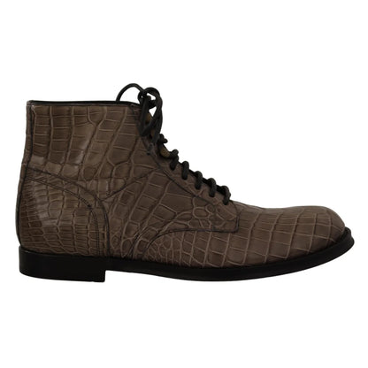 Gabbana Crocodile Derby Boots Crafted in Luxurious Leather Dolce &
