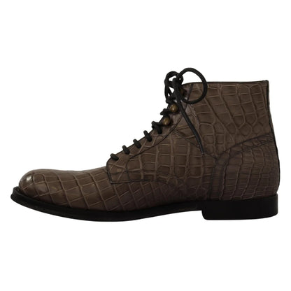 Gabbana Crocodile Derby Boots Crafted in Luxurious Leather Dolce &