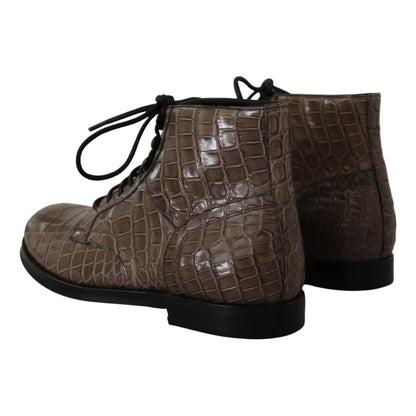 Gabbana Crocodile Derby Boots Crafted in Luxurious Leather Dolce &