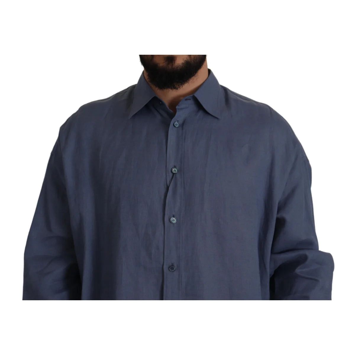 Gabbana Dark Blue Linen Dress Shirt Classic Elegance Dolce &