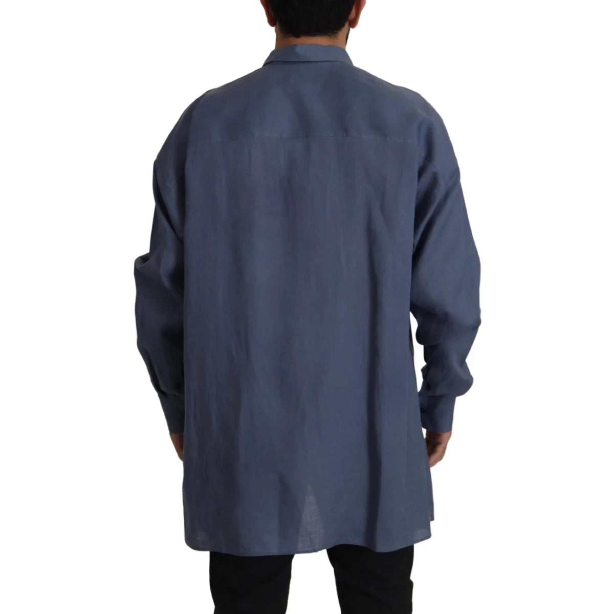 Gabbana Dark Blue Linen Dress Shirt Classic Elegance Dolce &