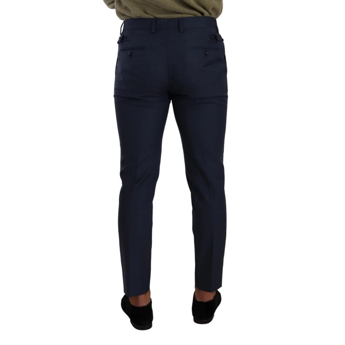 Gabbana Dark Blue Slim Fit Dress Pants With Button Closure Dolce &