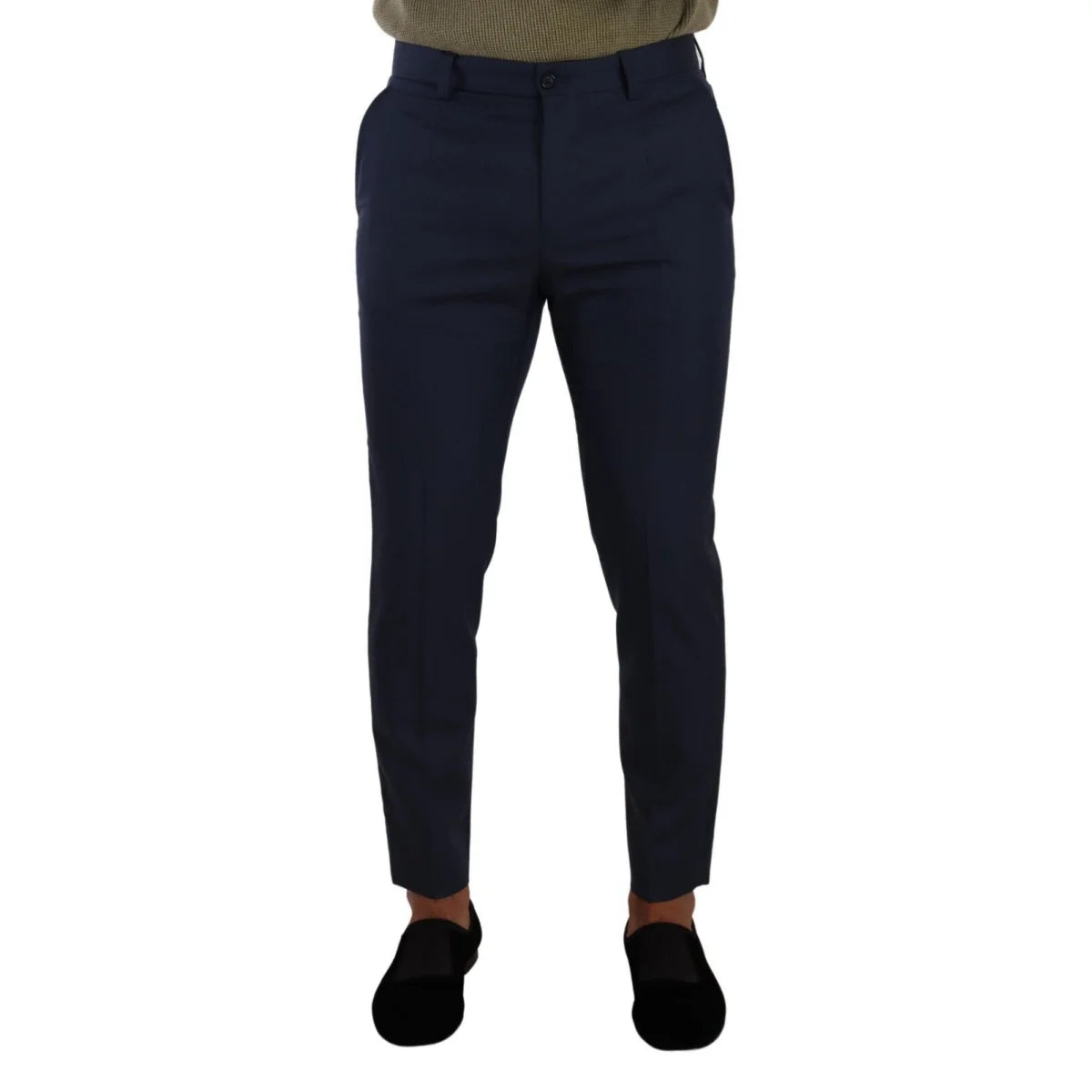 Gabbana Dark Blue Slim Fit Dress Pants With Button Closure Dolce &