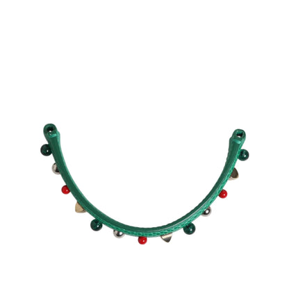 Gabbana Green Embellished Leather Shoulder Strap Handbag Accessory Dolce &