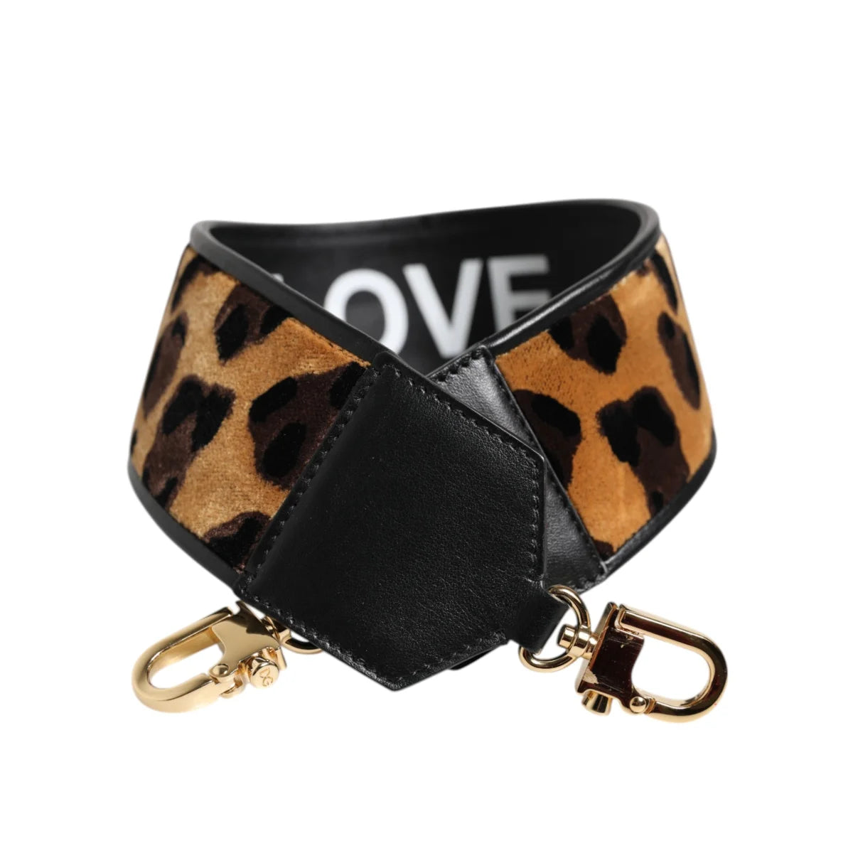 Gabbana Leopard Print Shoulder Strap with Sleek Black Leather Reversible Style Dolce &