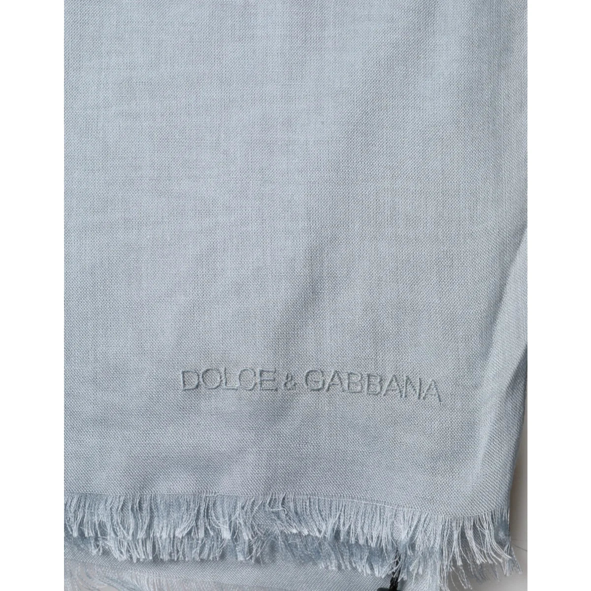 Gabbana Light Blue Cashmere Scarf Luxurious Soft Knitted Wrap Dolce &