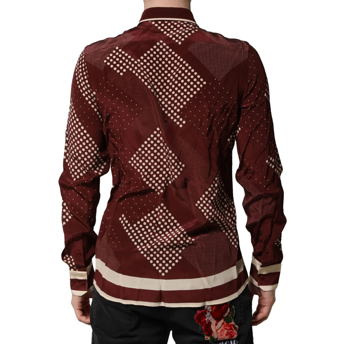 Gabbana Maroon Dotted Silk Casual Shirt for Effortless Style Dolce &