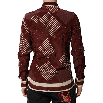 Gabbana Maroon Dotted Silk Casual Shirt for Effortless Style Dolce &