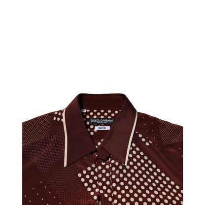 Gabbana Maroon Dotted Silk Casual Shirt for Effortless Style Dolce &