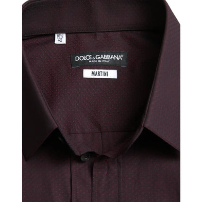 Gabbana Maroon Jacquard Formal Dress Shirt Luxury Cotton Poplin Dolce &