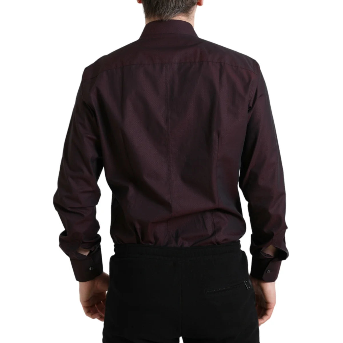 Gabbana Maroon Jacquard Formal Dress Shirt Luxury Cotton Poplin Dolce &