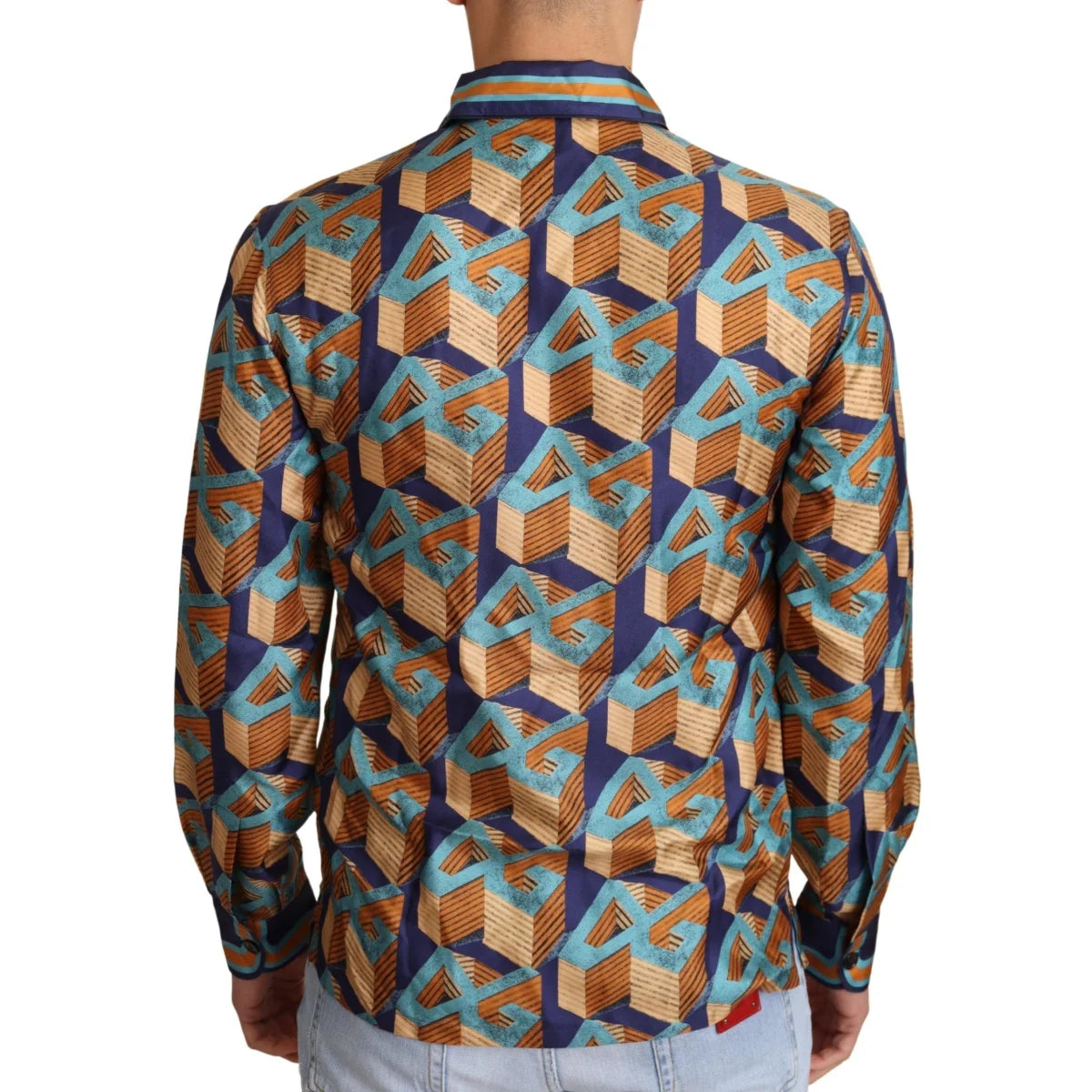 Gabbana Multicolor DG Logo Silk Mens Casual Shirt Dolce &