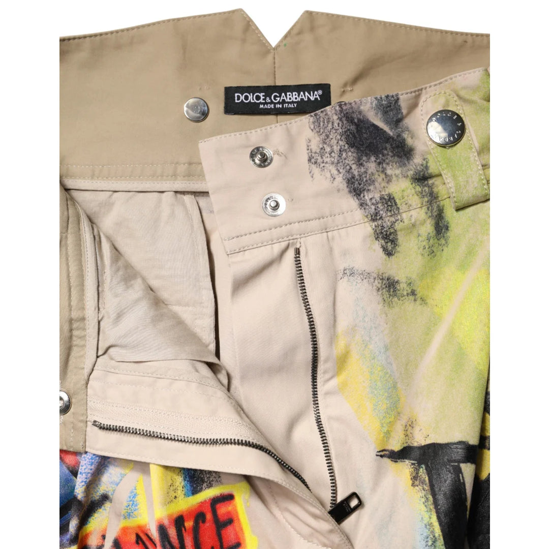 Gabbana Multicolor Graffiti Bermuda Shorts High Waist Urban Style Dolce &