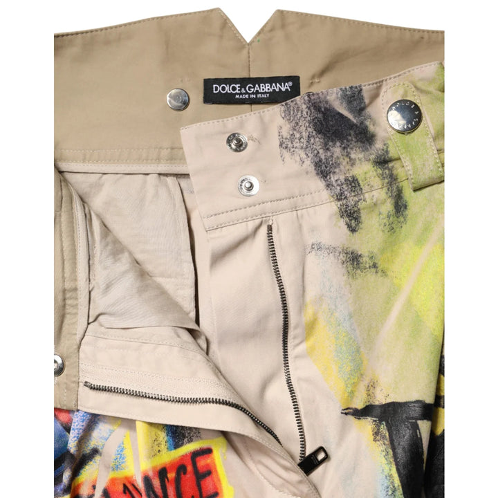 Gabbana Multicolor Graffiti Bermuda Shorts High Waist Urban Style Dolce &