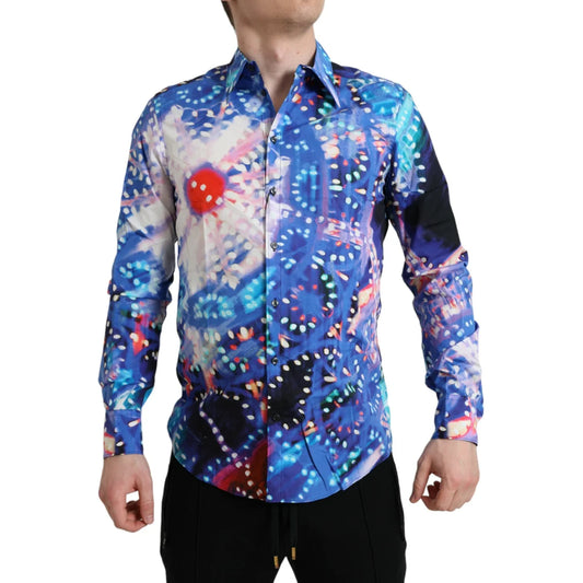 Gabbana Multicolor Luminarie Slim Martini Cotton Dress Shirt Dolce &