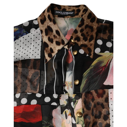Gabbana Multicolor Patchwork Silk Blouse for Effortless Elegance Dolce &