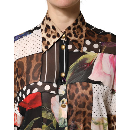 Gabbana Multicolor Patchwork Silk Blouse for Effortless Elegance Dolce &