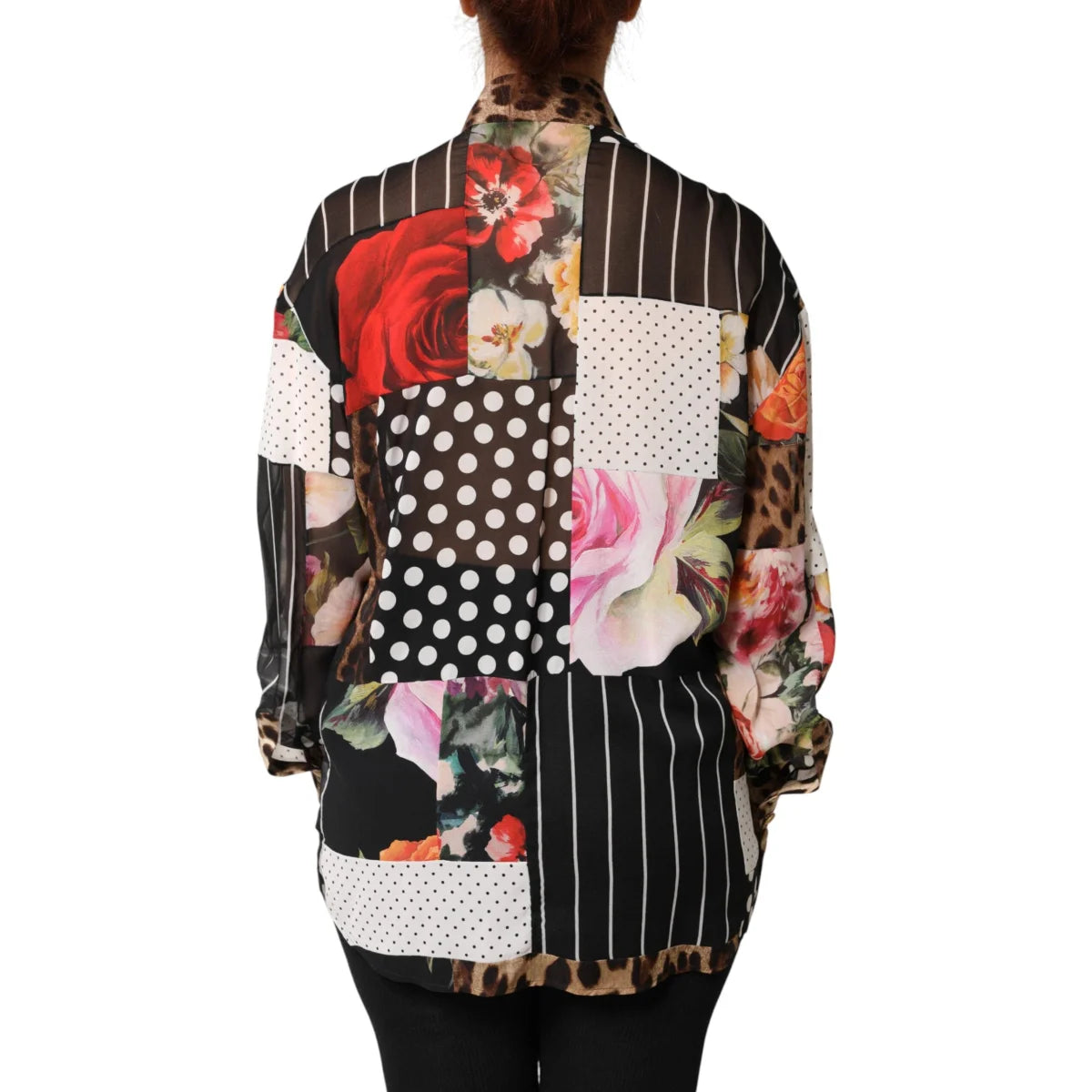 Gabbana Multicolor Patchwork Silk Blouse for Effortless Elegance Dolce &
