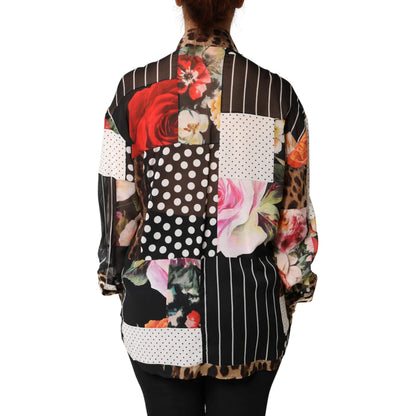 Gabbana Multicolor Patchwork Silk Blouse for Effortless Elegance Dolce &