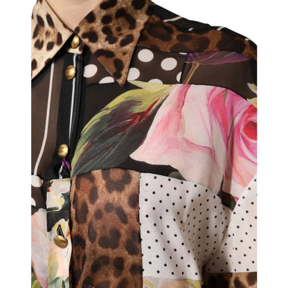 Gabbana Multicolor Patchwork Silk Blouse for Effortless Elegance Dolce &