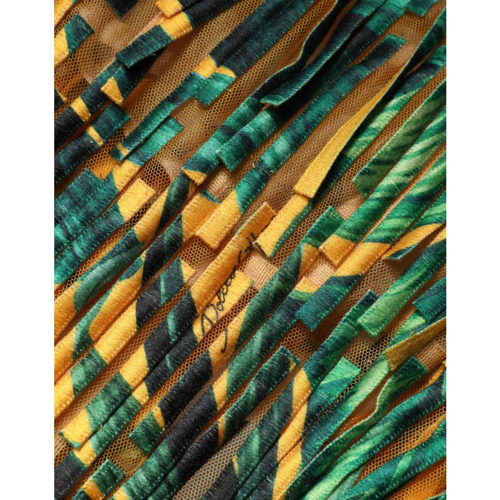 Gabbana Multicolor Tropical Print Maxi Dress with Fringe Detailing Dolce &