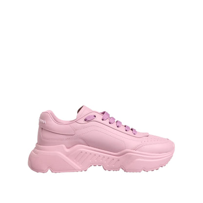 Gabbana Pink Leather Daymaster Low Sneakers for Effortless Style Dolce &