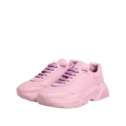 Gabbana Pink Leather Daymaster Low Sneakers for Effortless Style Dolce &