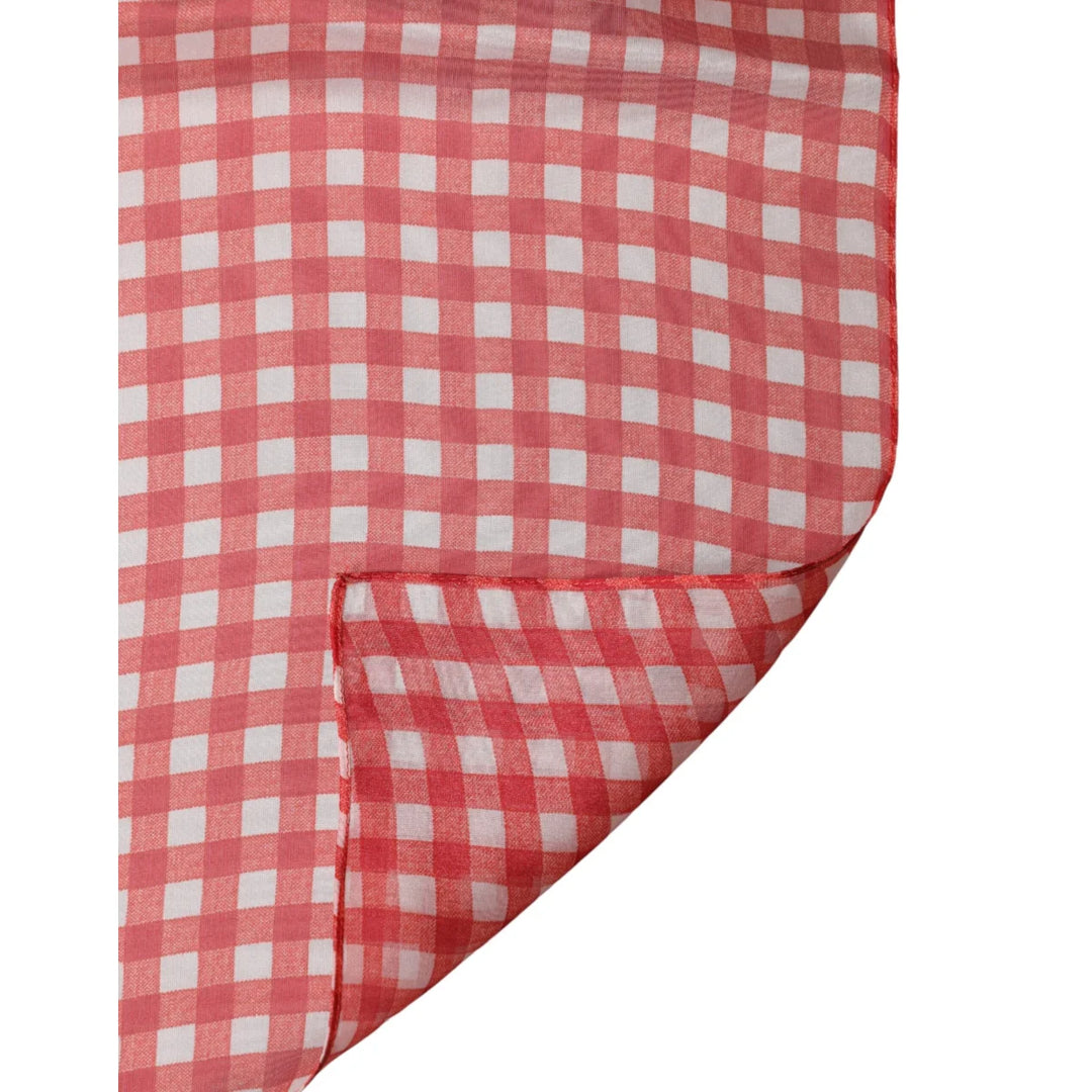 Gabbana Red Checkered Silk Neck Wrap for Men Dolce &