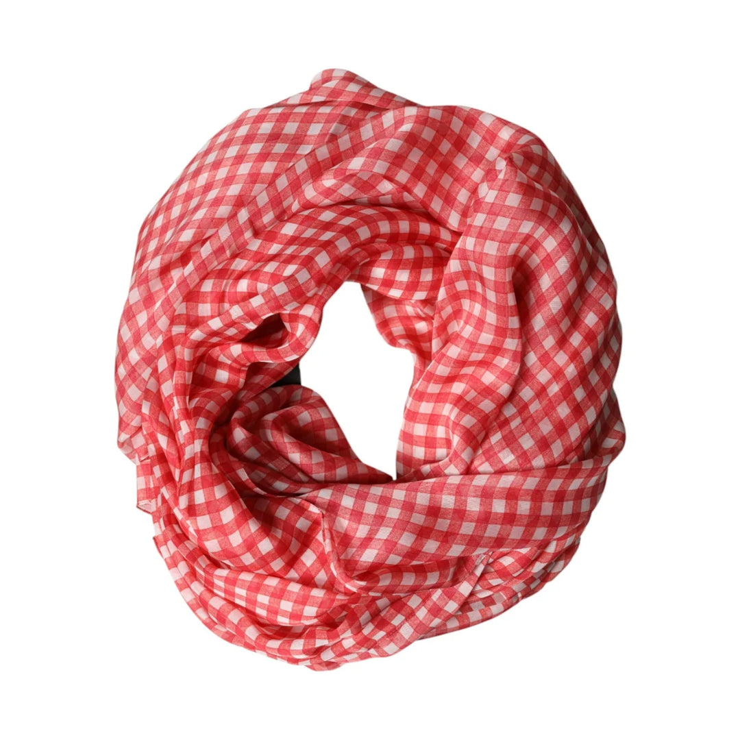 Gabbana Red Checkered Silk Neck Wrap for Men Dolce &