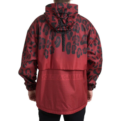 Gabbana Red Leopard Luxurious Hooded Rain Coat Dolce &