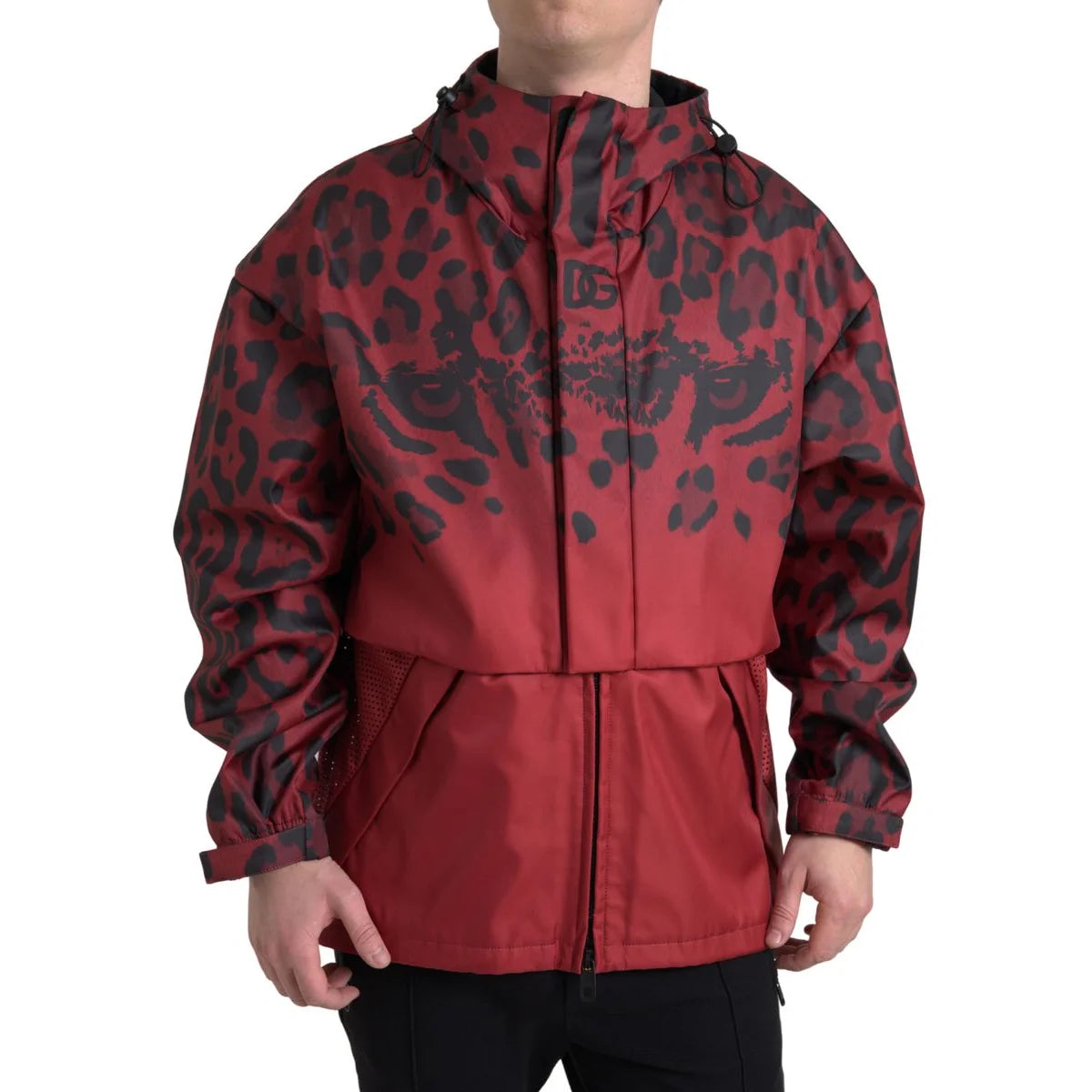 Gabbana Red Leopard Luxurious Hooded Rain Coat Dolce &