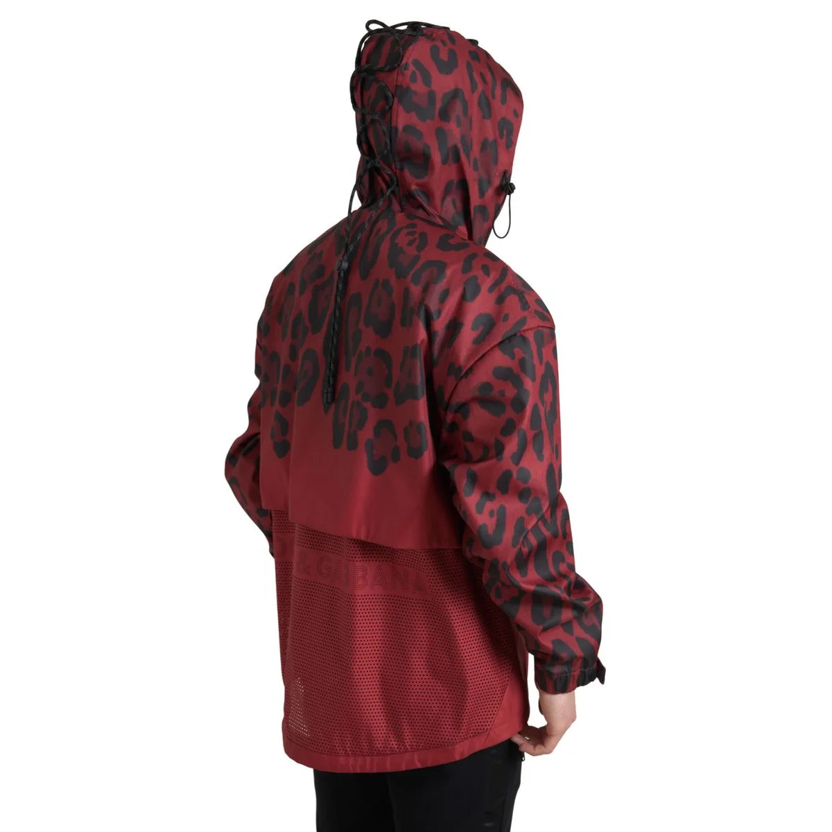 Gabbana Red Leopard Luxurious Hooded Rain Coat Dolce &