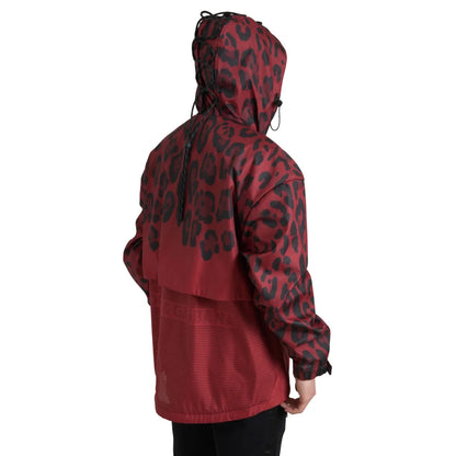 Gabbana Red Leopard Luxurious Hooded Rain Coat Dolce &