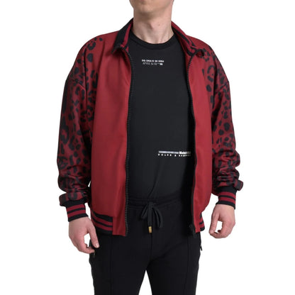Gabbana Red Leopard Print Bomber Jacket Dolce &