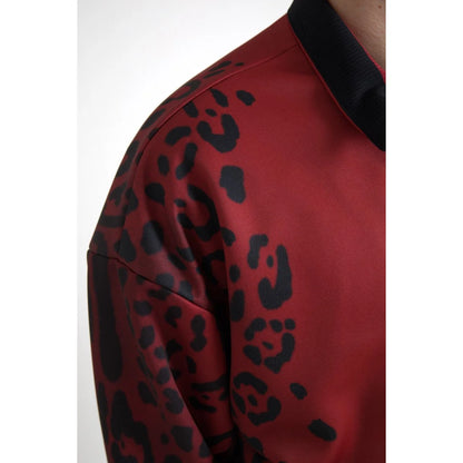 Gabbana Red Leopard Print Bomber Jacket Dolce &