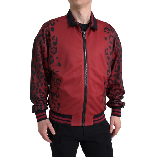 Gabbana Red Leopard Print Bomber Jacket Dolce &
