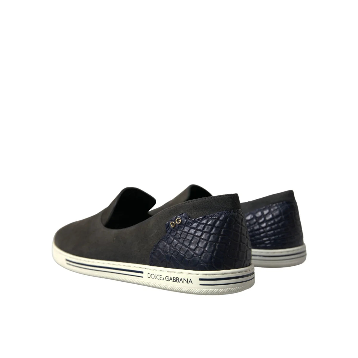 Gabbana Saint Tropez Glam Suede Slippers Shoes with Crocodile Leather Heel Dolce &