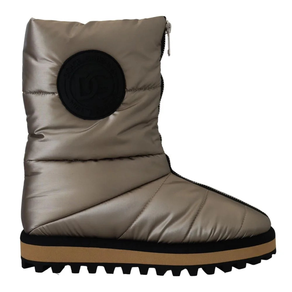 Gabbana Silver Polyester Mid Calf Boots Made in Italy Dolce &