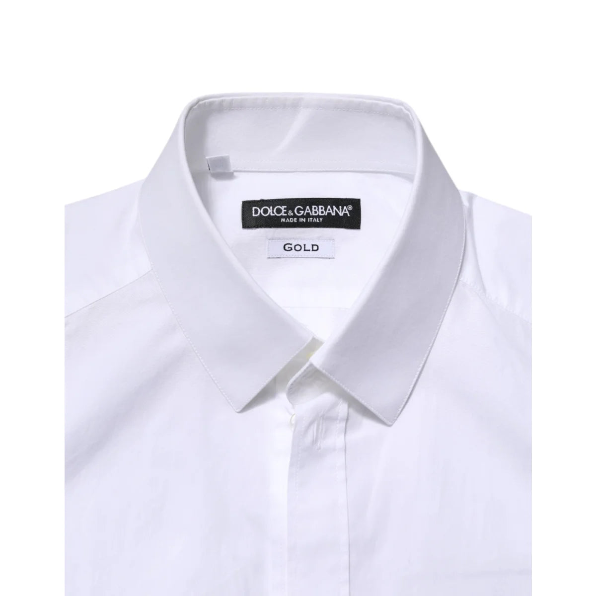Gabbana White Cotton Dress Shirt Classic Elegance in Gold Trim Dolce &