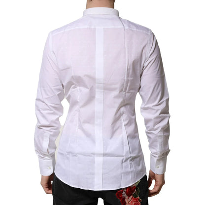 Gabbana White Cotton Dress Shirt with Long Sleeves and Classic Neck Dolce &