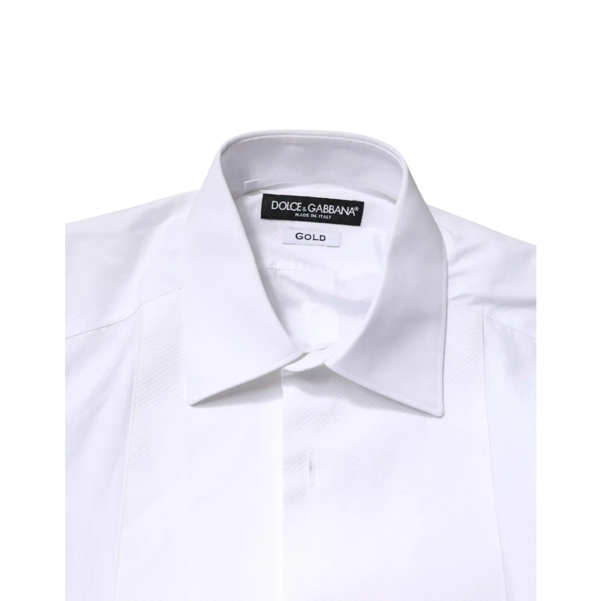 Gabbana White Cotton Gold Collared Long Sleeve Dress Shirt Dolce &