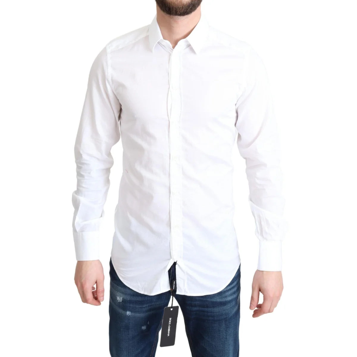 Gabbana White Cotton Long Sleeves Dress Shirt Masterpiece Dolce &