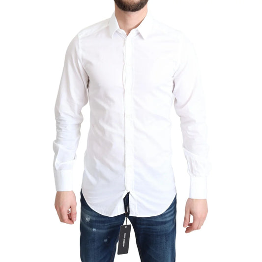 Gabbana White Cotton Long Sleeves Dress Shirt Masterpiece Dolce &