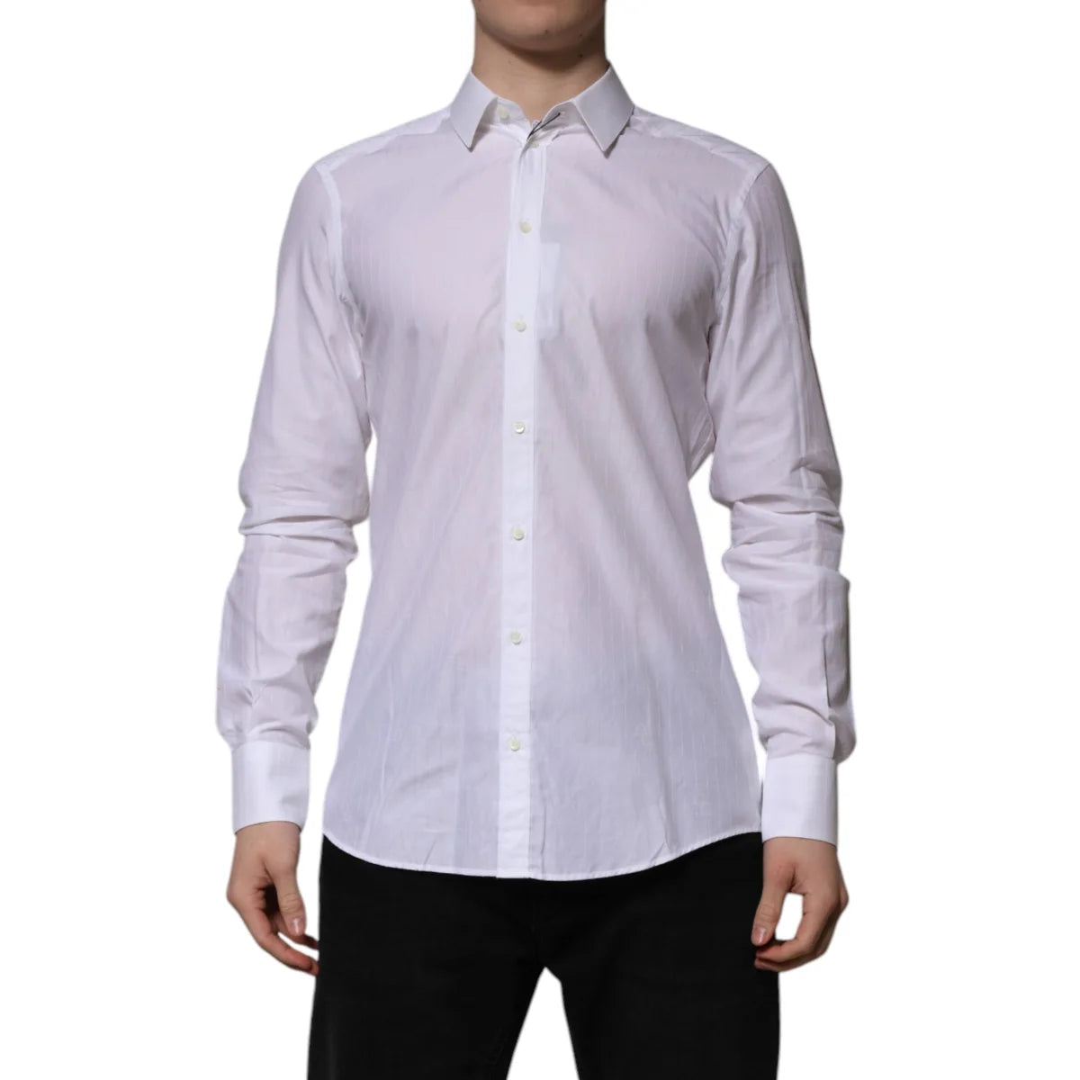 Gabbana White Cotton Martini Long Sleeve Dress Shirt Elegance Dolce &