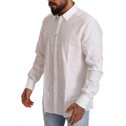 Gabbana White Cotton Slim Fit Shirt Martini Style Dolce &