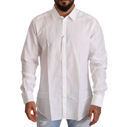 Gabbana White Cotton Slim Fit Shirt Martini Style Dolce &
