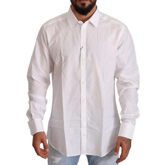 Gabbana White Cotton Slim Fit Shirt Martini Style Dolce &
